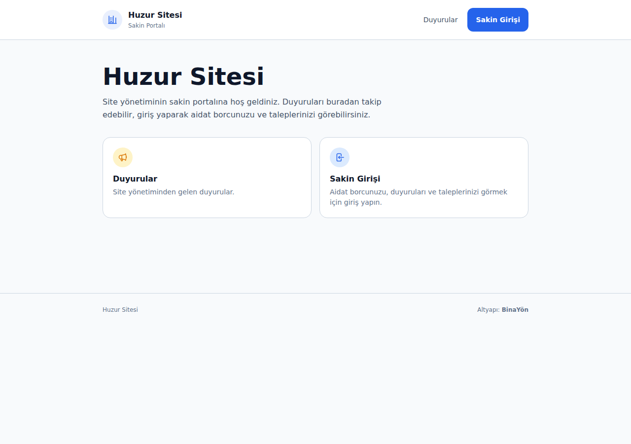 Sakin portalının karşılama sayfası