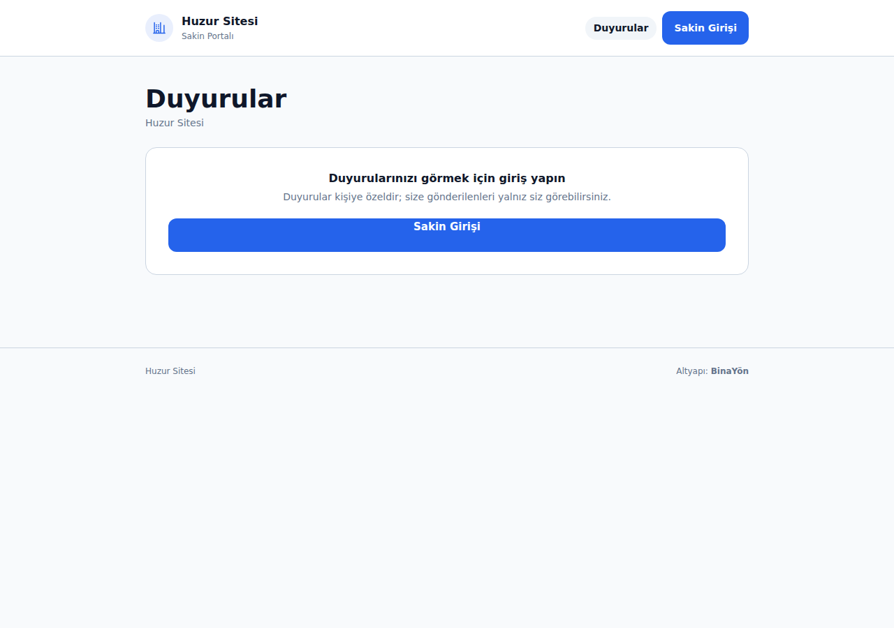 Oturum açmadan duyurular sayfası giriş istiyor